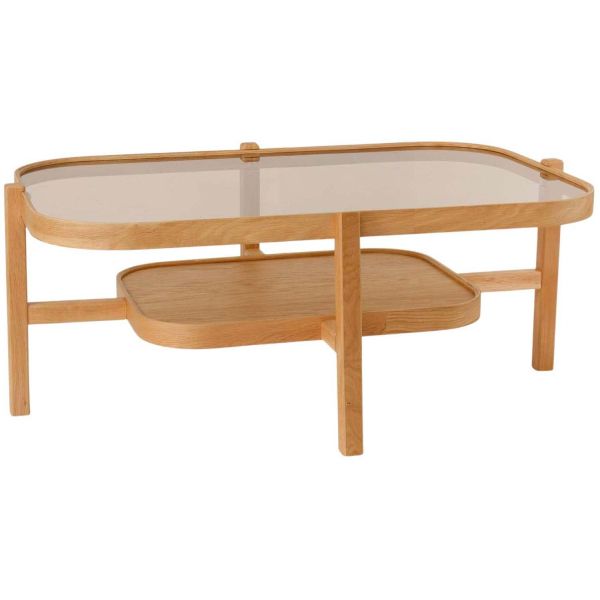 Table basse en bois et verre trempé Godiva