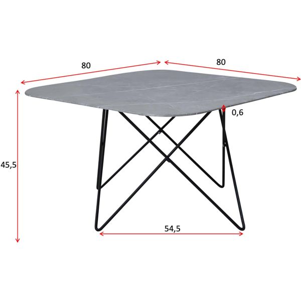 Table basse carré acier et verre Tristar - VEN-0137