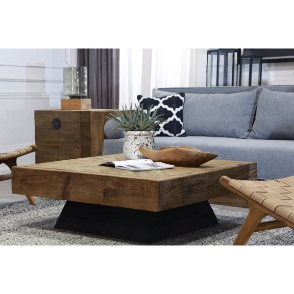 Table basse carrée en pin recyclé REWOOD - AUBRY GASPARD