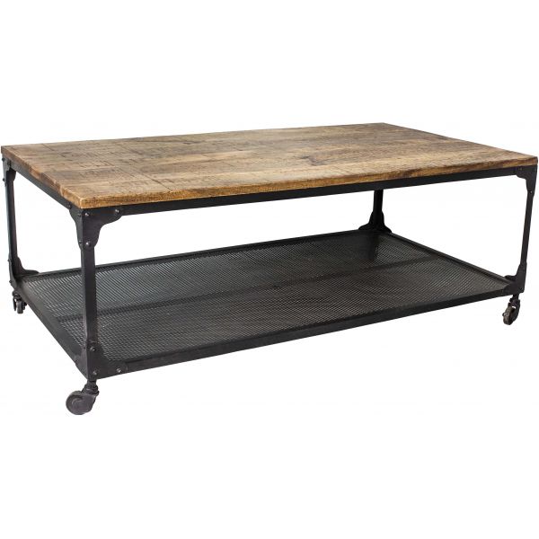 Table basse rectangulaire avec roulettes Indus 110 x 60 cm