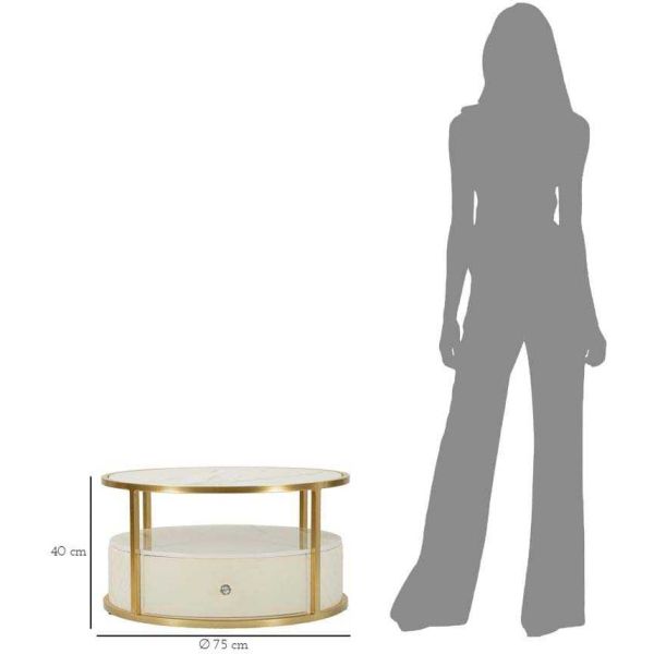 Table basse effet matelassé avec tiroir Sharon 75 x 40 cm - MAU-0453