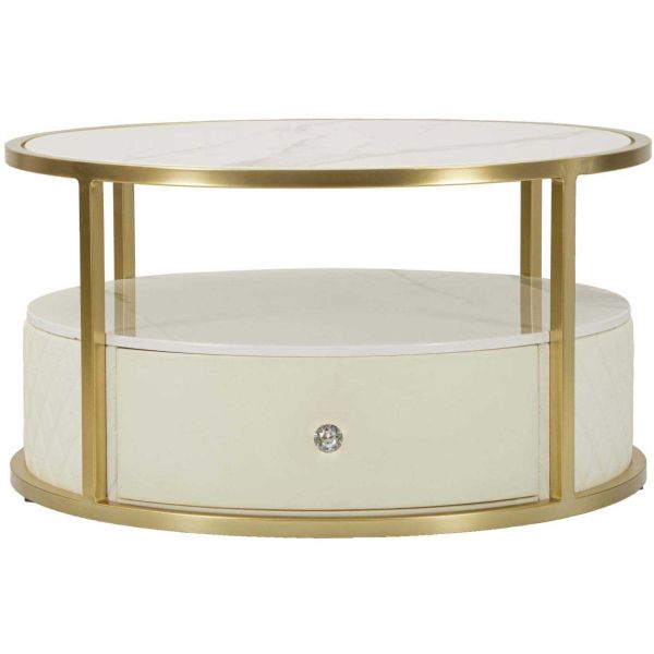 Table basse effet matelassé avec tiroir Sharon 75 x 40 cm