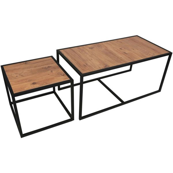 Table basse imitation bois et métal Atlantis (Lot de 2) - 399,99
