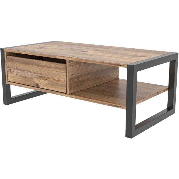 Table basse imitation bois et métal Atlantic - 119