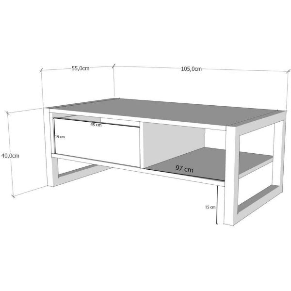 Table basse imitation bois et métal Atlantic - ASI-0335