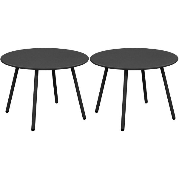 Table basse jardin ronde en acier Rio 50 cm (Lot de 2)