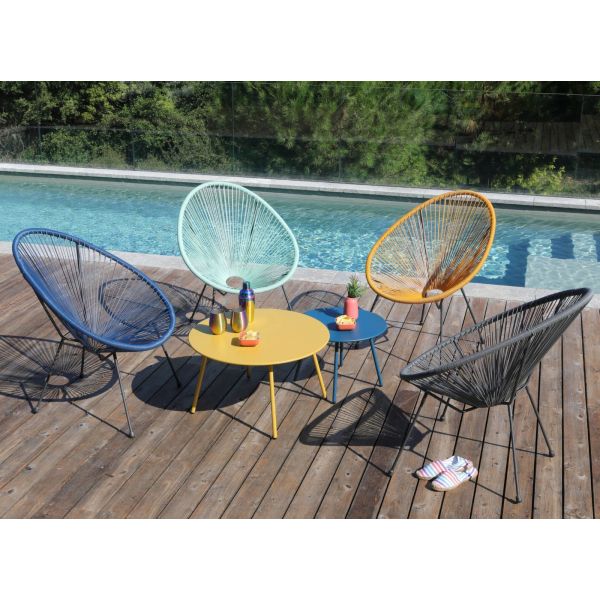 Table basse jardin ronde en acier Rio 70 cm - Alizé