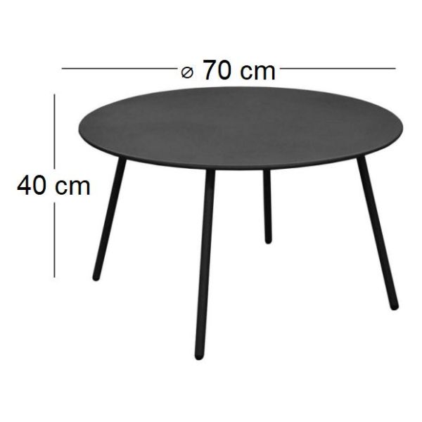 Table basse jardin ronde en acier Rio 70 cm - PRL-1030