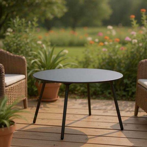 Table basse jardin ronde en acier Rio 70 cm - Alizé