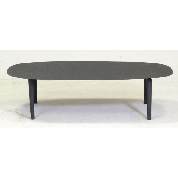 Table basse ovale en métal texturé noir - AUB-5601