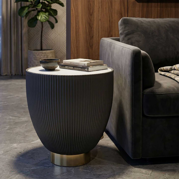 Table basse en métal et céramique Elge 46 x 45 cm - MAURO FERRETTI