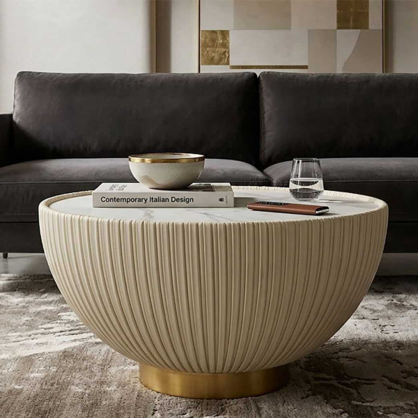 Table basse en métal et céramique Elge 71 x 38 cm - MAURO FERRETTI