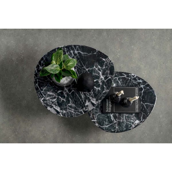 Table basse en métal imitation marbre Ovoid 67 x 60 cm - 7