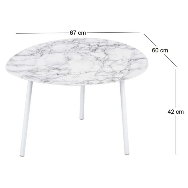 Table basse en métal imitation marbre Ovoid 67 x 60 cm - 6