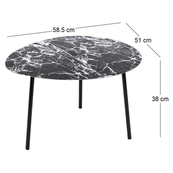 Table basse en métal imitation marbre Ovoid 58 x 51 cm - 7