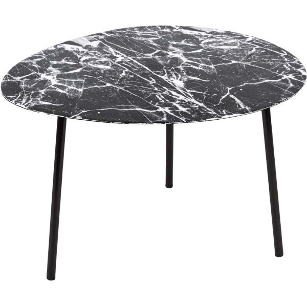 Table basse en métal imitation marbre Ovoid 58 x 51 cm