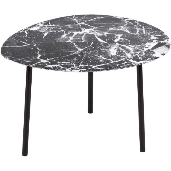 Table basse en métal imitation marbre Ovoid 67 x 60 cm