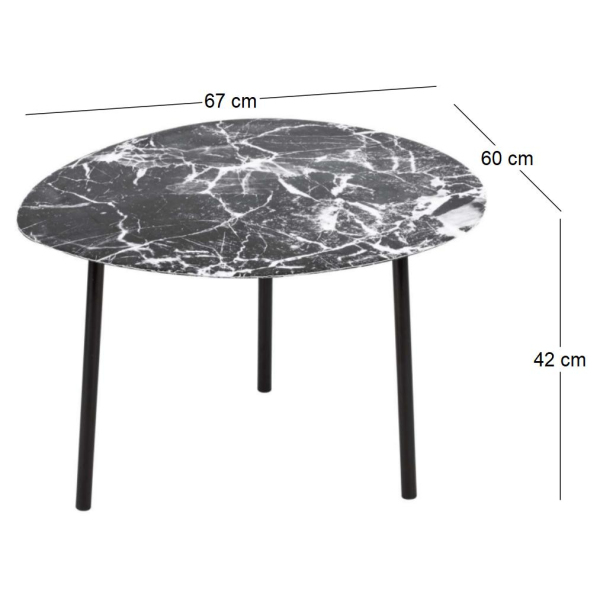 Table basse en métal imitation marbre Ovoid 67 x 60 cm - 8