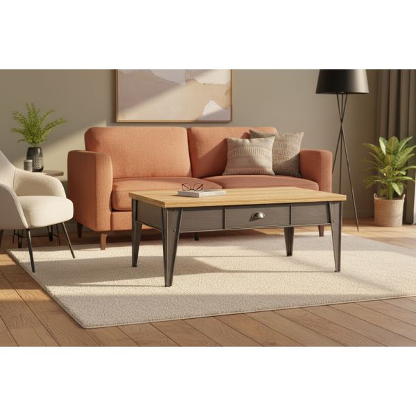 Table basse en métal et sapin - AUBRY GASPARD