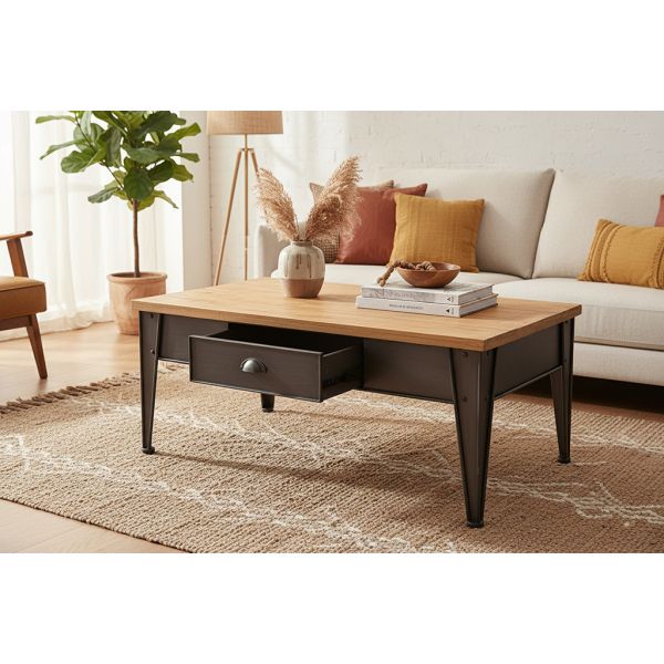 Table basse en métal et sapin - 8