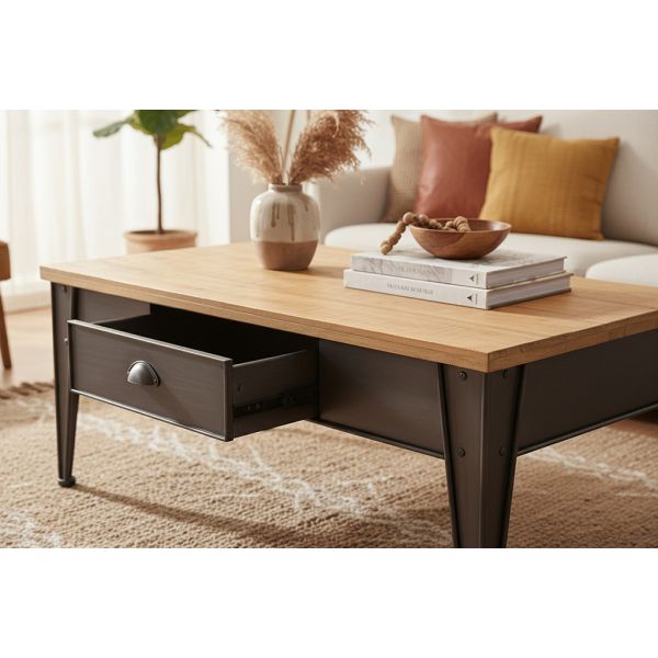 Table basse en métal et sapin - 7