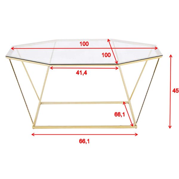 Table basse octogonale en verre Osterlen - VEN-0119