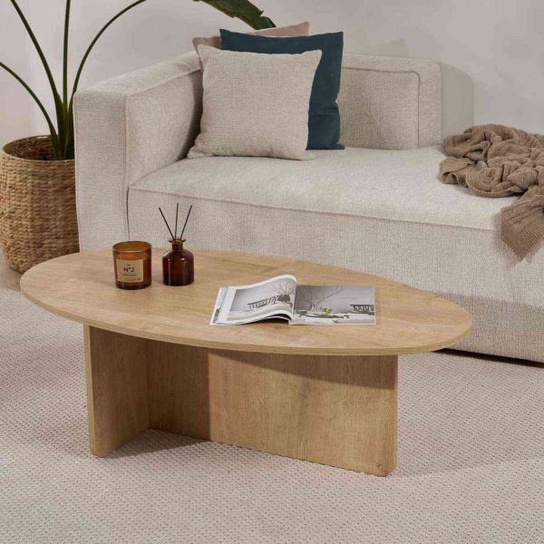 Table basse ovale en aggloméré Orba - HANAH HOME