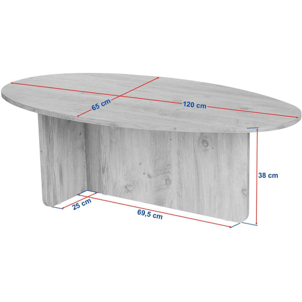 Table basse ovale en aggloméré Orba - ASI-2187