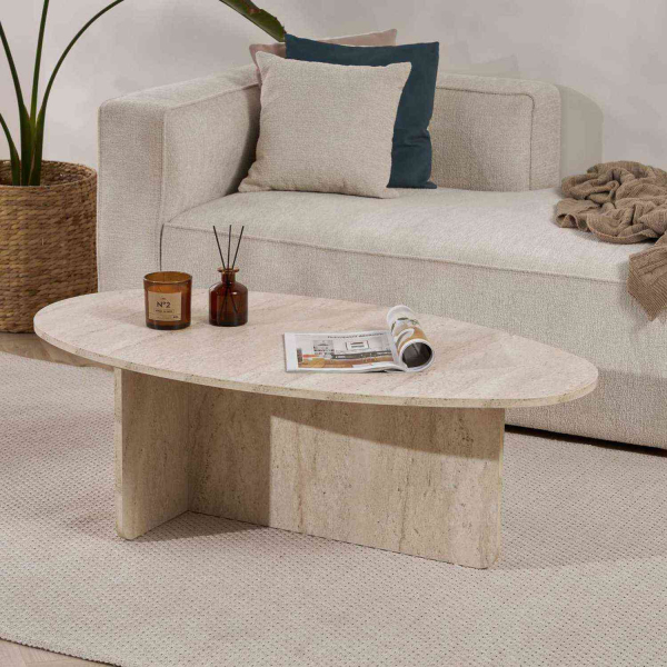 Table basse ovale en aggloméré Orba - HANAH HOME