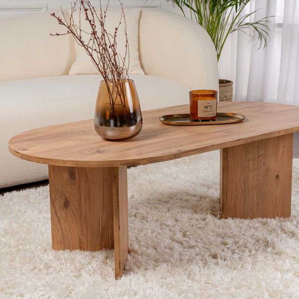 Table basse ovale en aggloméré Sable - 94,90
