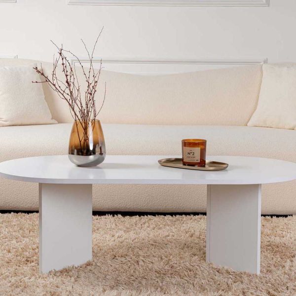 Table basse ovale en aggloméré Sable - 94,90