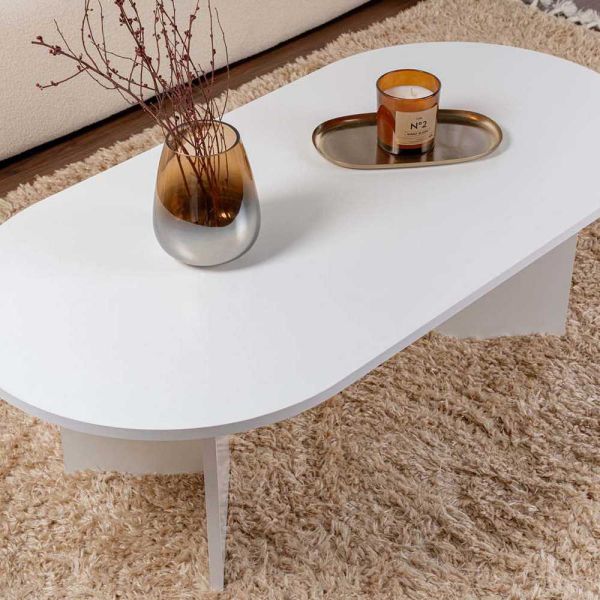 Table basse ovale en aggloméré Sable - 5