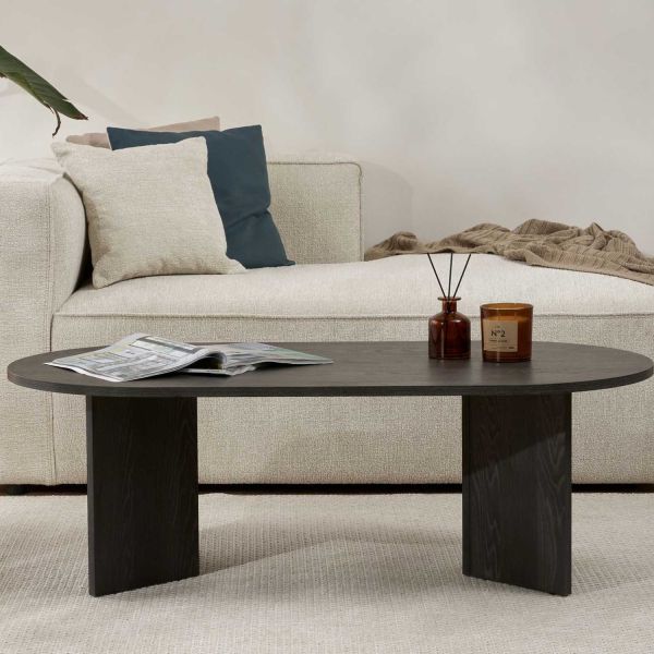 Table basse ovale en aggloméré Sable - ASI-2084