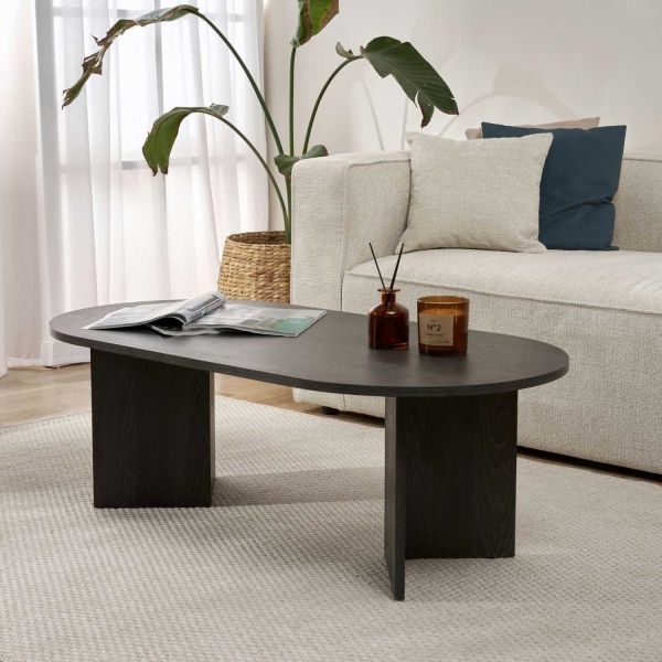 Table basse ovale en aggloméré Sable - HANAH HOME