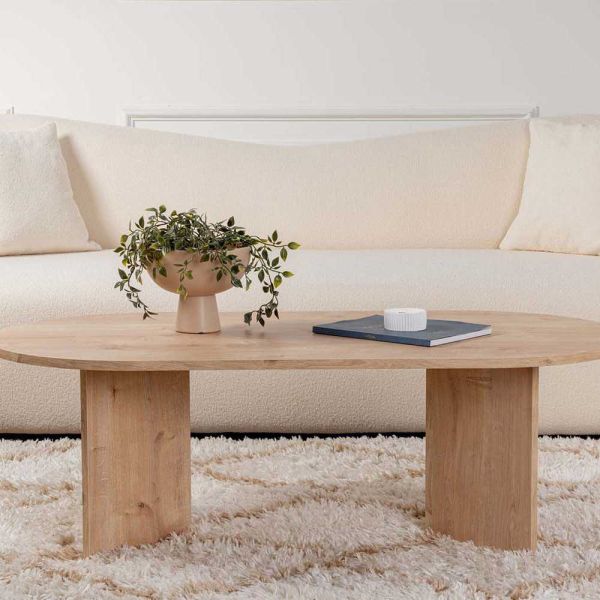 Table basse ovale en aggloméré Sable - 94,90