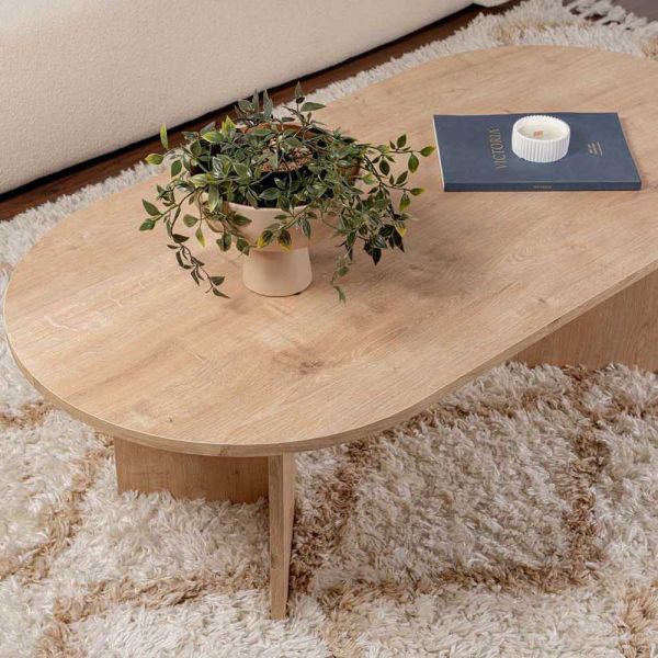 Table basse ovale en aggloméré Sable - 5