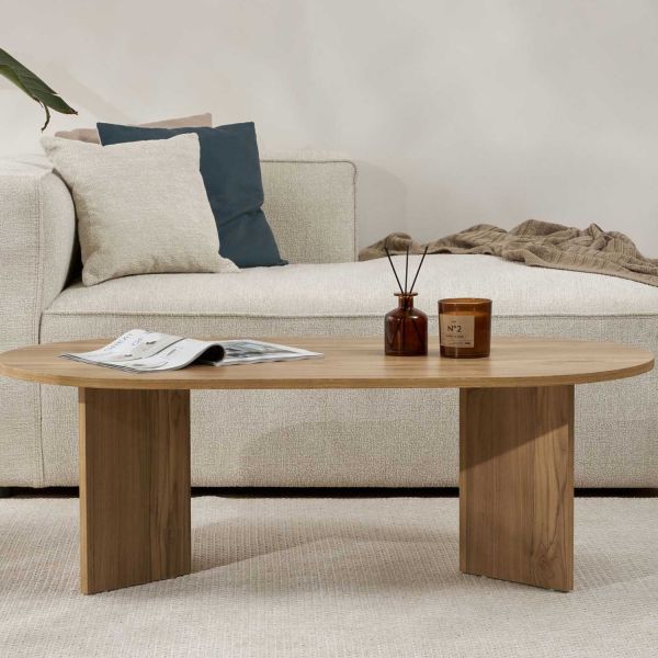 Table basse ovale en aggloméré Sable - ASI-2085