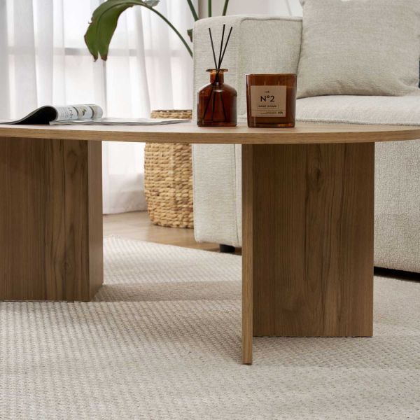Table basse ovale en aggloméré Sable - 89,90