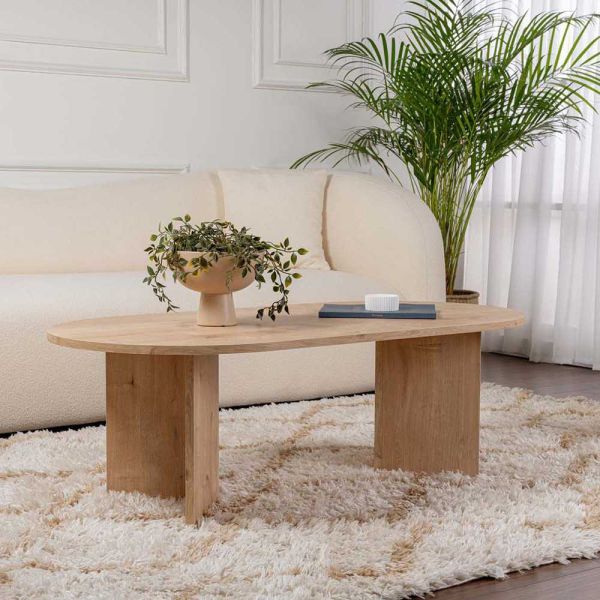 Table basse ovale en aggloméré Sable - HANAH HOME