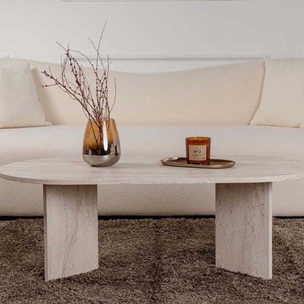 Table basse ovale en aggloméré Sable - 94,90