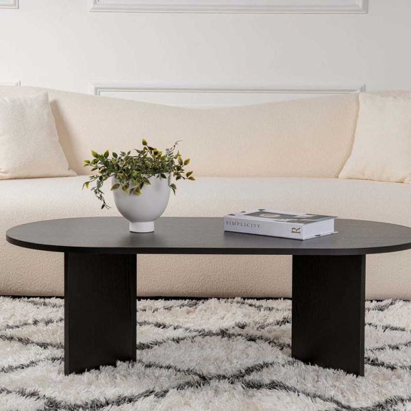 Table basse ovale en aggloméré Sable - 94,90