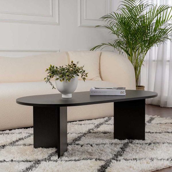 Table basse ovale en aggloméré Sable - HANAH HOME