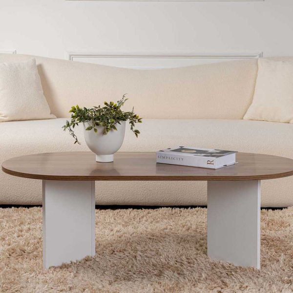 Table basse ovale en aggloméré Sable - 94,90