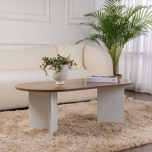 Table basse ovale en aggloméré Sable - HANAH HOME