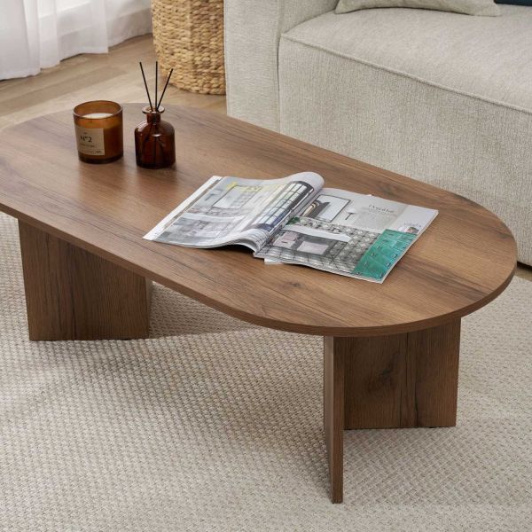 Table basse ovale en aggloméré Sable - 89,90