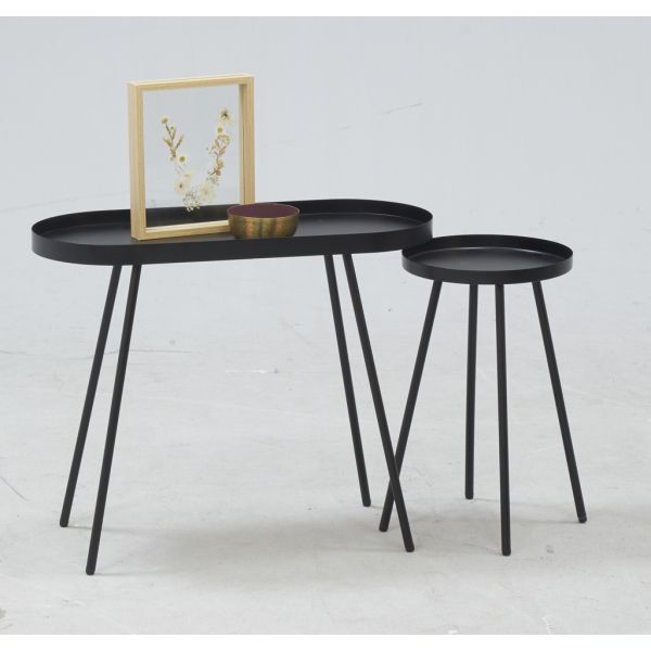 Table basse ovale en métal noir - 5