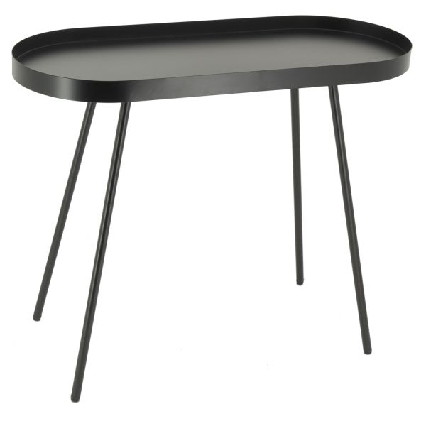 Table basse ovale en métal noir