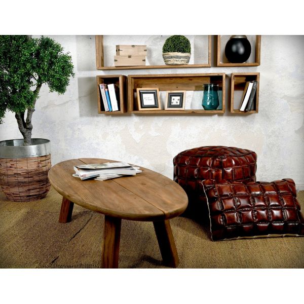 Table basse ovale en pin recyclé REWOOD - 379