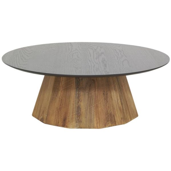 Table basse en pin recyclé naturel et noir REWOOD