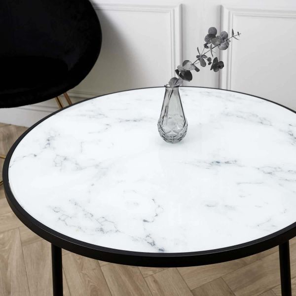 Table basse plateau imitation marbre Felicity 75 cm - 5